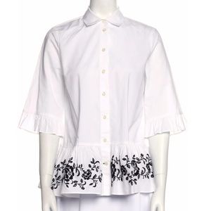 NWT Kate Spade Embroidered Peplum Button-Down Blouse